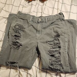 Distressed Green Women Jeans